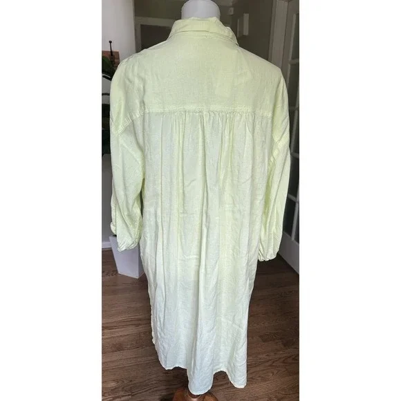 NWT Linen/Rayon Young Fabulous & Broke Lime Yellow Button Down Tunic Dress Sz M - Picture 4 of 7